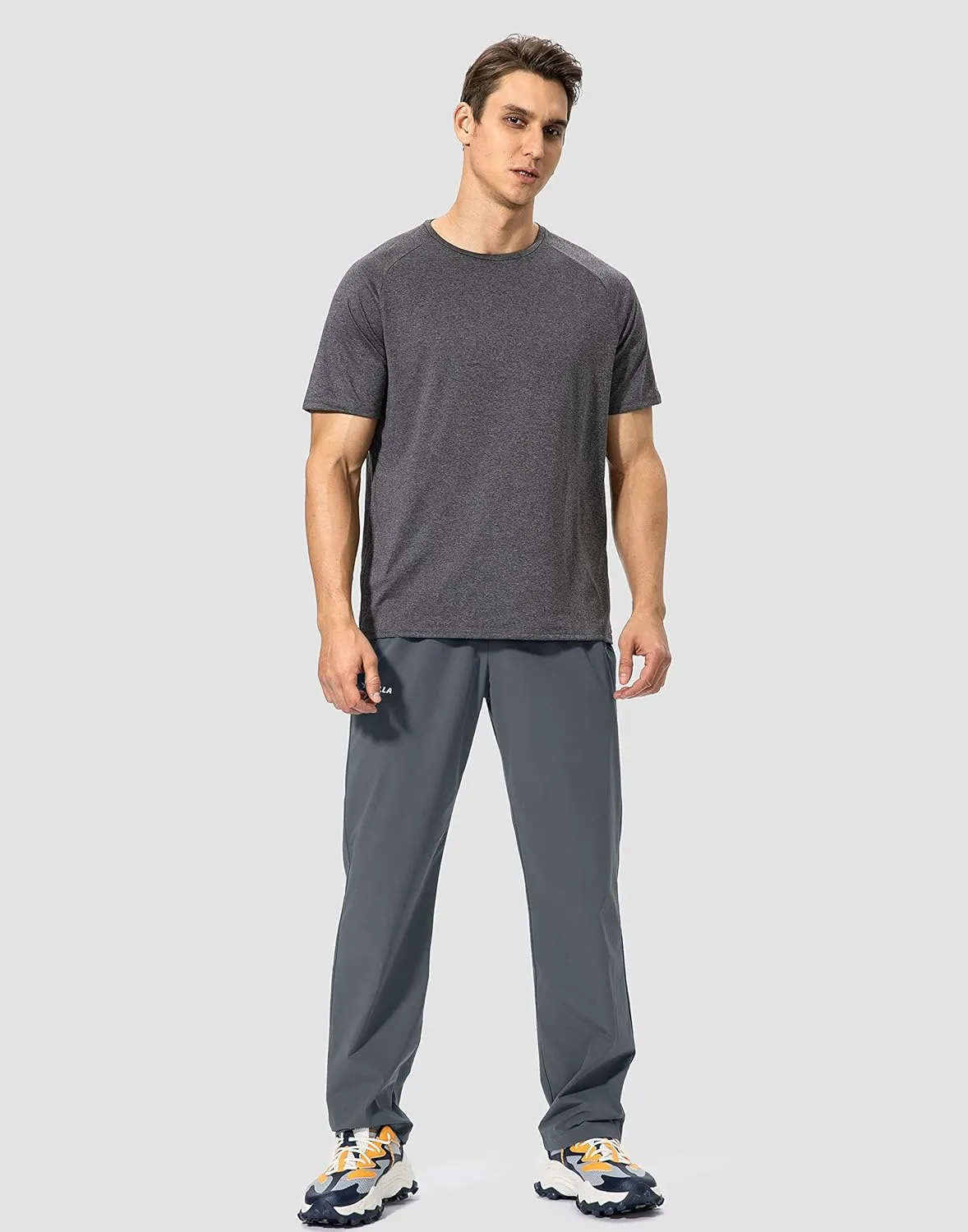 Pudolla Men's Workout Athletic Pants Elastic Waist Jogging Running Pants for Men with Zipper Pockets
