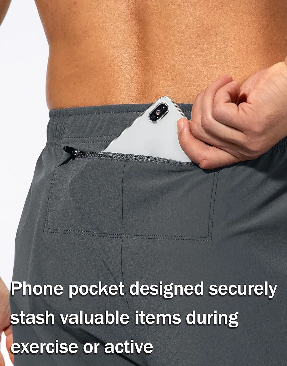 Pudolla Men's Workout Athletic Pants Elastic Waist Jogging Running Pants for Men with Zipper Pockets