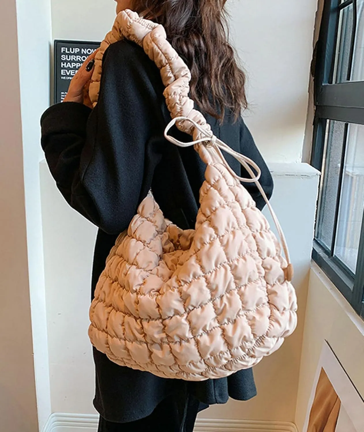Puffer Tote Bag Women 2025 Quilted Padded Down Jacket Bag Soft Puffy Crossbody Bag Handbags Bubble Purse