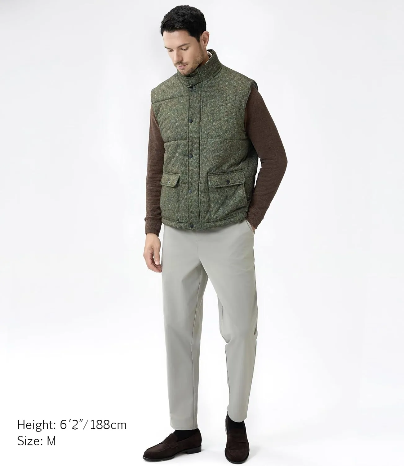 Puffer Vest for Men Light Padded Sleeveless Jacket with Pockets Mock Neck Windproof Winter Outerwear