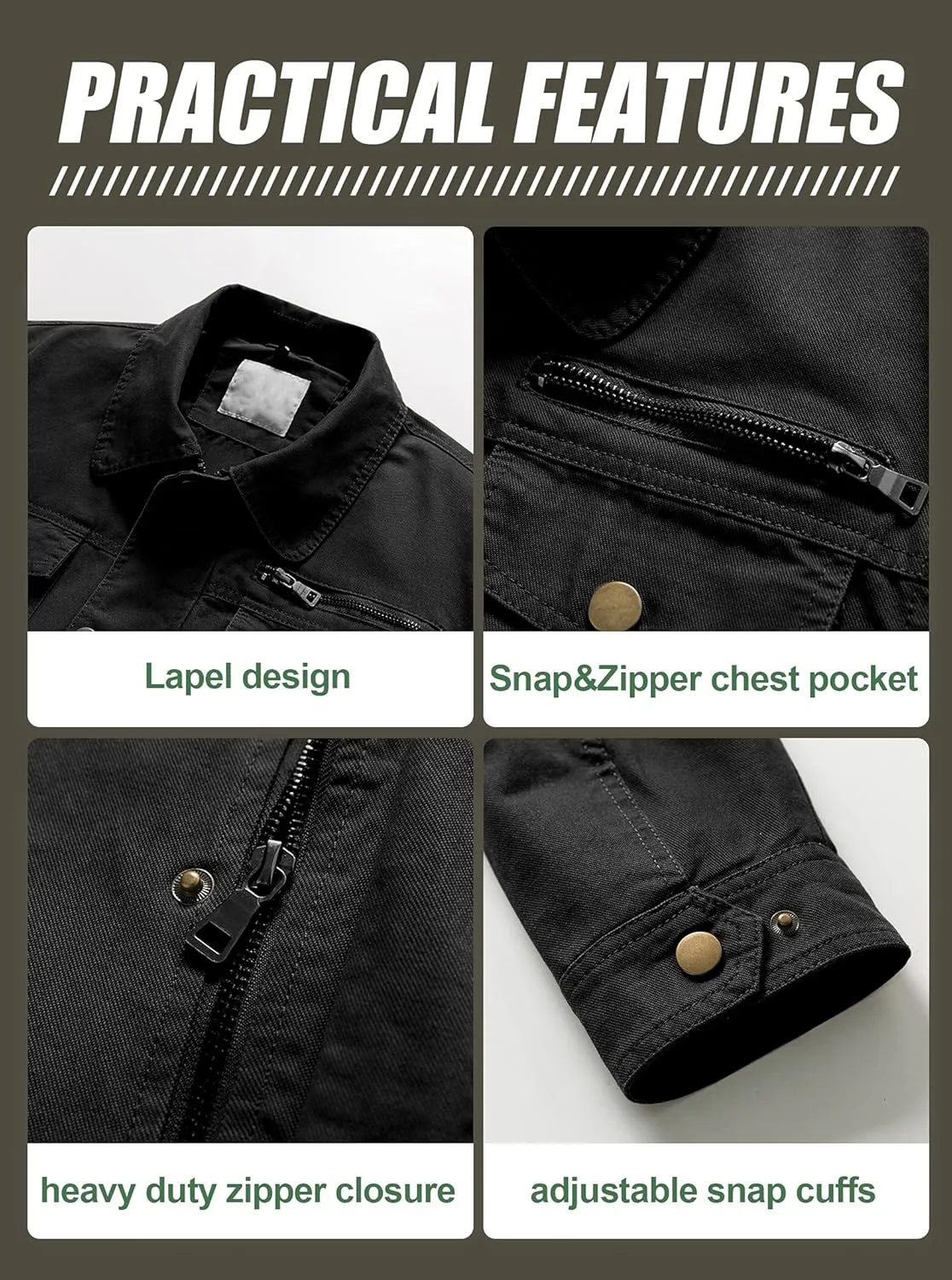 Pursky Men's Canvas Cotton Military Casual Field Jacket Outerwear With Removable Hood