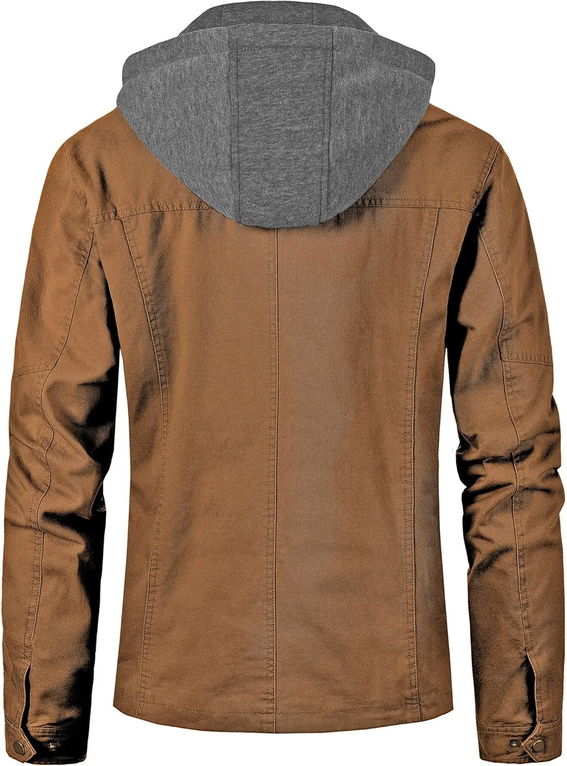 Pursky Men's Canvas Cotton Military Casual Field Jacket Outerwear With Removable Hood