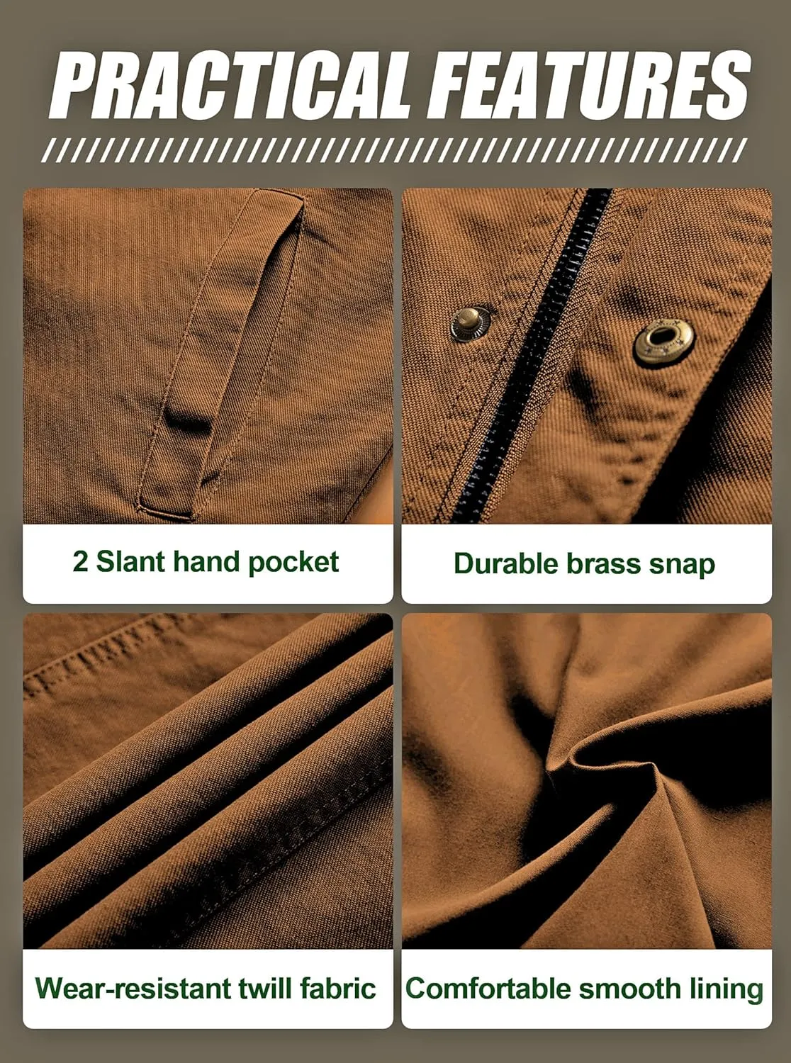 Pursky Men's Canvas Cotton Military Casual Field Jacket Outerwear With Removable Hood