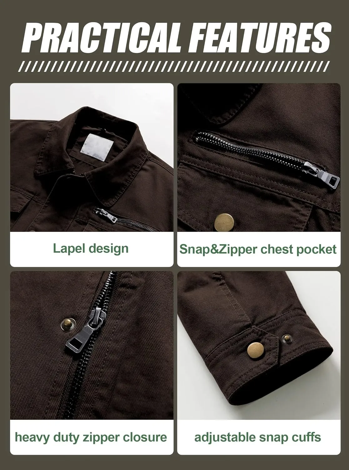 Pursky Men's Canvas Cotton Military Casual Field Jacket Outerwear With Removable Hood