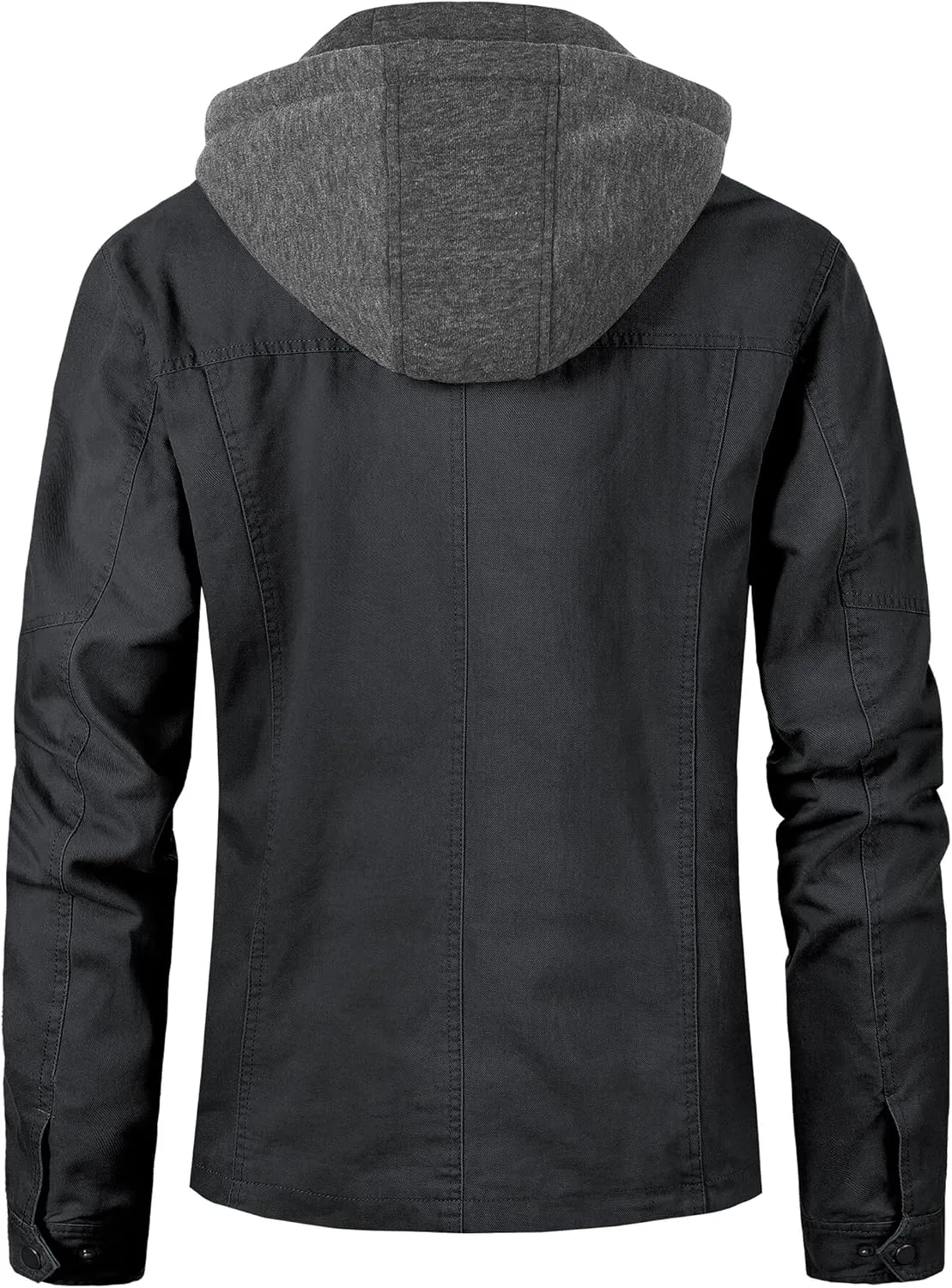 Pursky Men's Canvas Cotton Military Casual Field Jacket Outerwear With Removable Hood