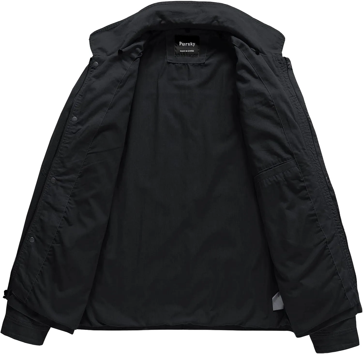 Pursky Men's Canvas Cotton Military Casual Field Jacket Outerwear With Removable Hood