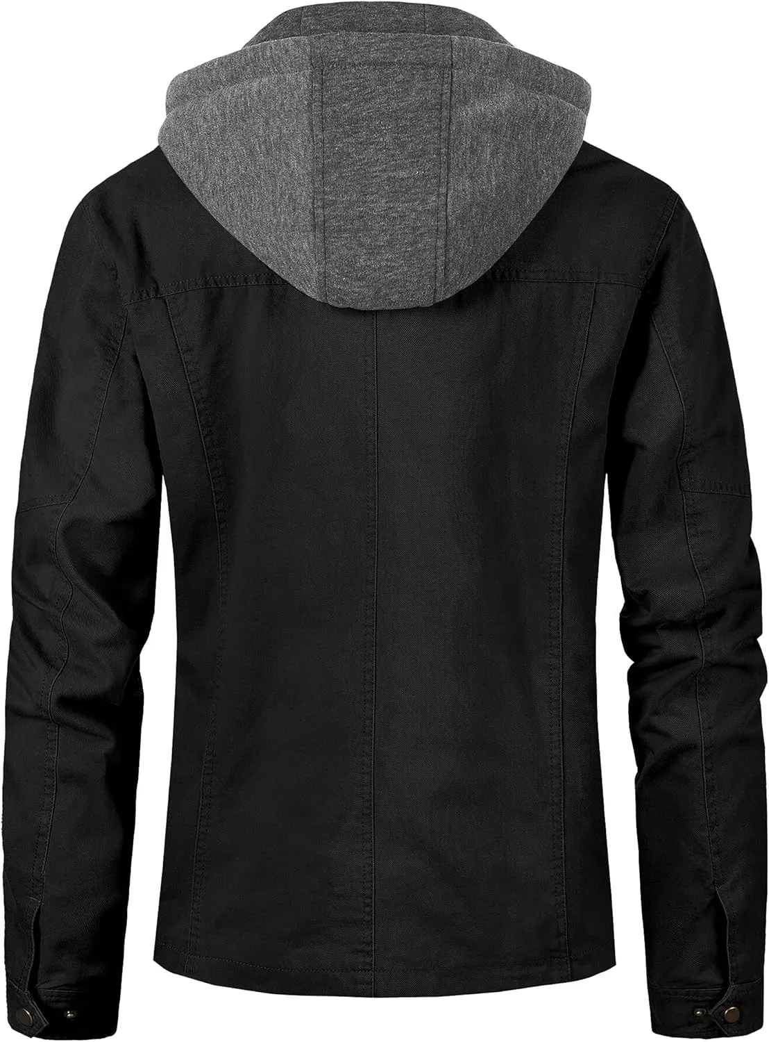 Pursky Men's Canvas Cotton Military Casual Field Jacket Outerwear With Removable Hood