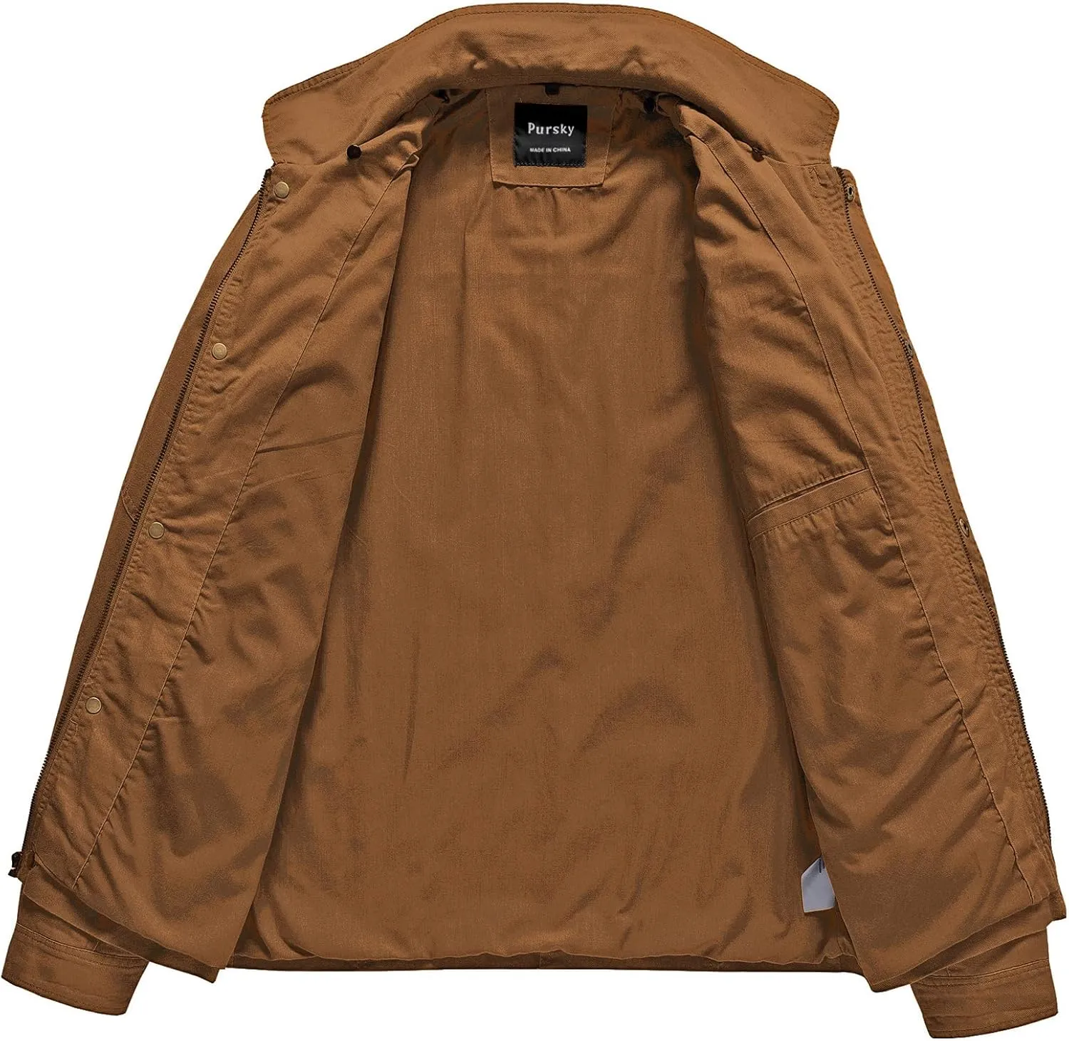 Pursky Men's Canvas Cotton Military Casual Field Jacket Outerwear With Removable Hood