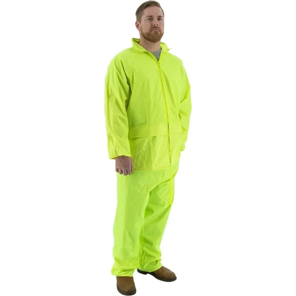 Rain Suits - Premium Waterproof Two-Piece Hooded Polyester with PVC Coating (PK 6 Suits) - Majestic