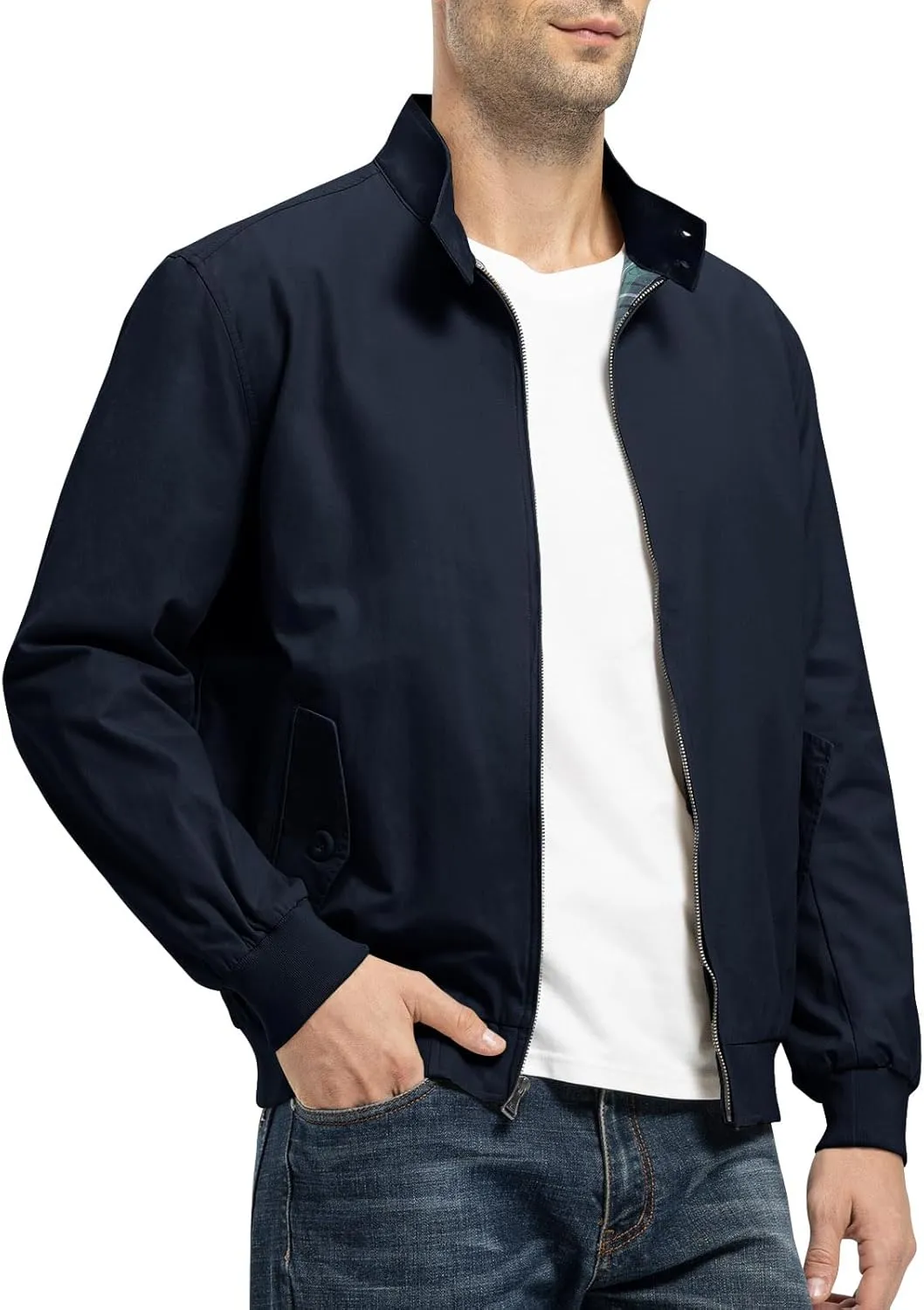 Rdruko Men's Bomber Jacket Cotton Lightweight Windbreaker Full Zip Casual Fashion Coat
