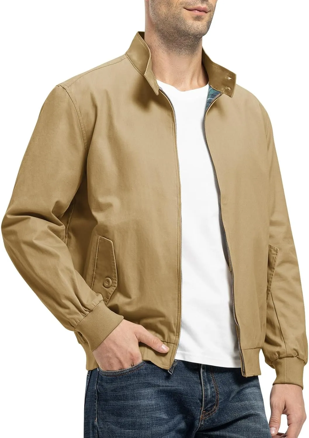 Rdruko Men's Bomber Jacket Cotton Lightweight Windbreaker Full Zip Casual Fashion Coat