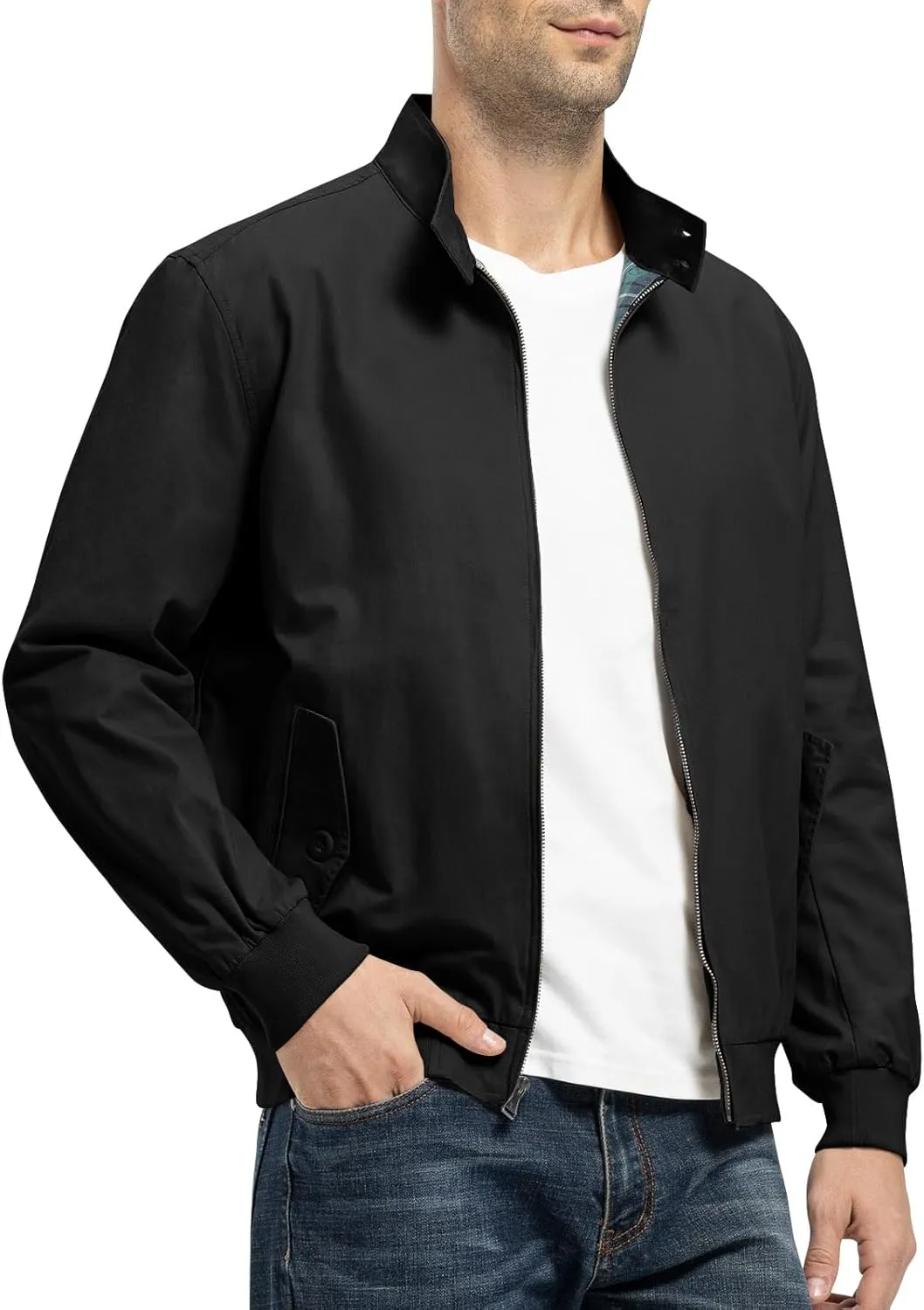 Rdruko Men's Bomber Jacket Cotton Lightweight Windbreaker Full Zip Casual Fashion Coat
