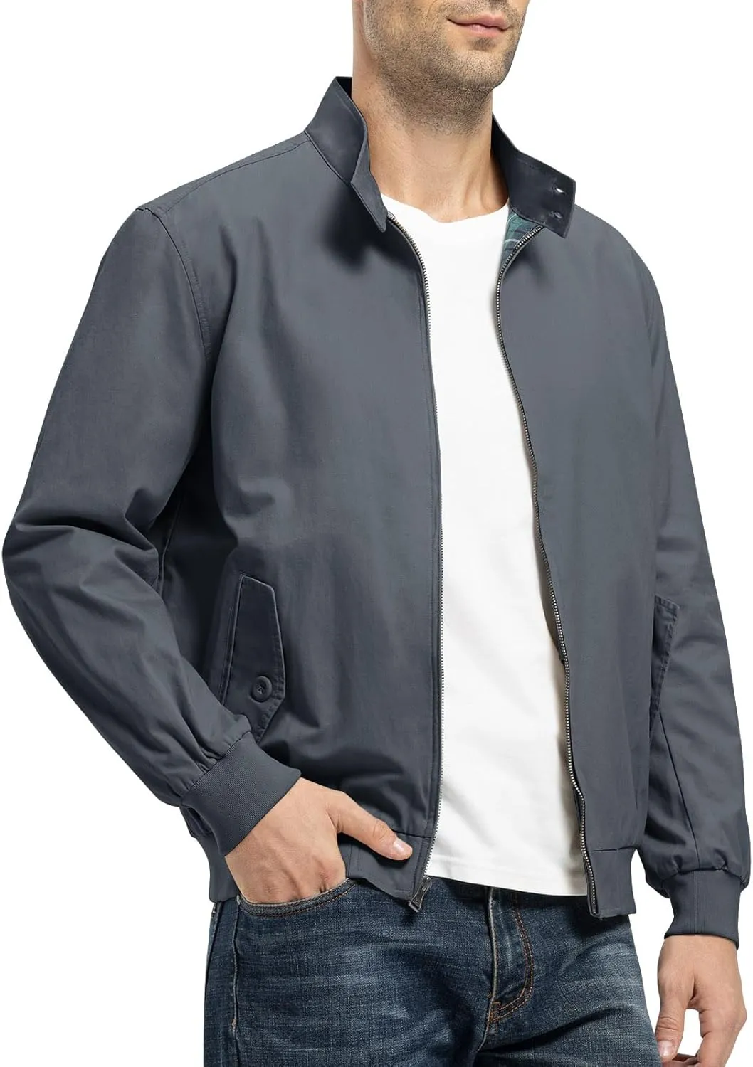 Rdruko Men's Bomber Jacket Cotton Lightweight Windbreaker Full Zip Casual Fashion Coat