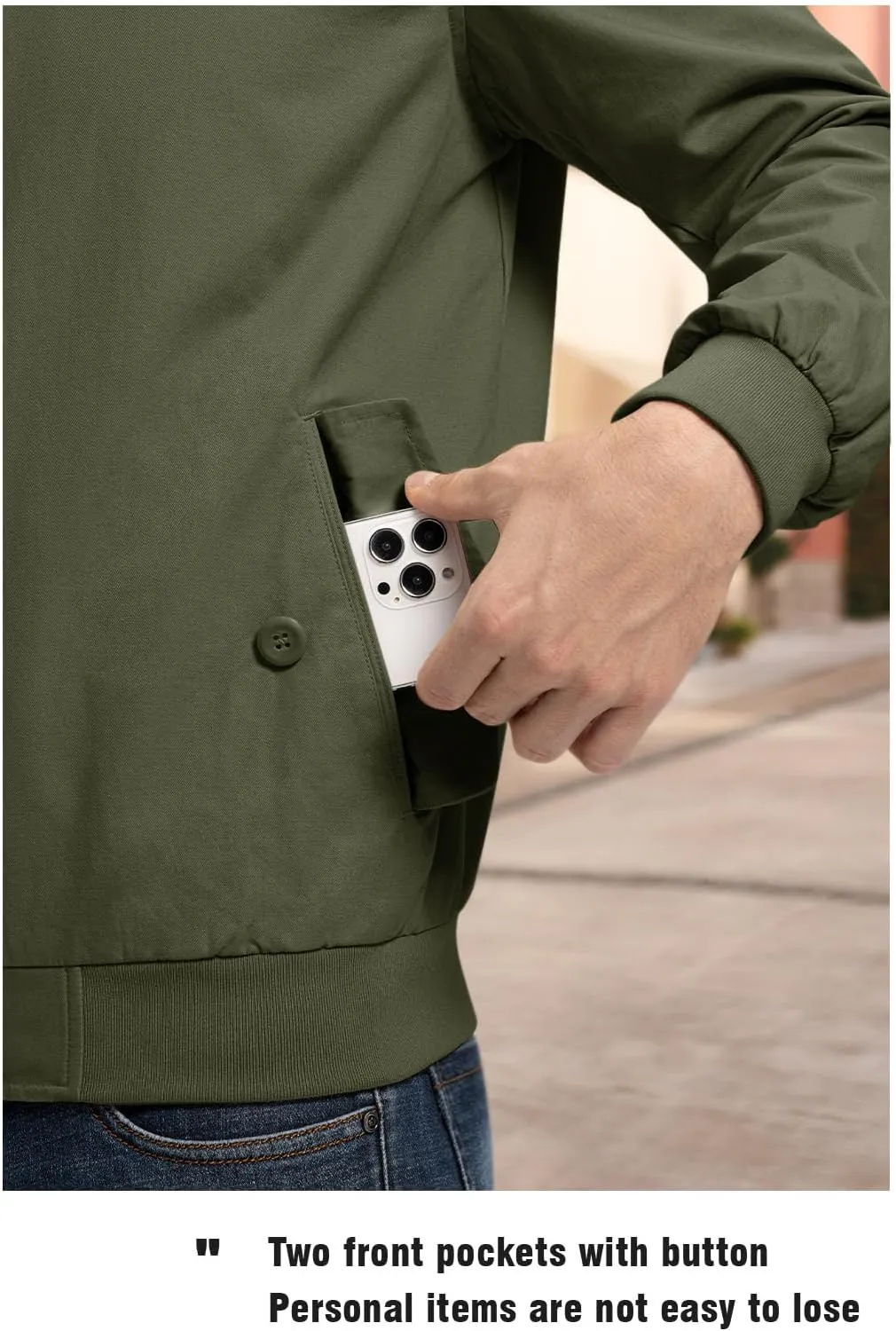 Rdruko Men's Bomber Jacket Cotton Lightweight Windbreaker Full Zip Casual Fashion Coat