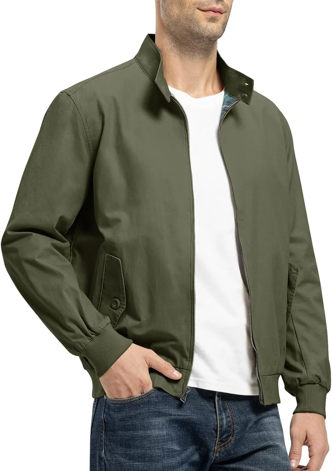 Rdruko Men's Bomber Jacket Cotton Lightweight Windbreaker Full Zip Casual Fashion Coat