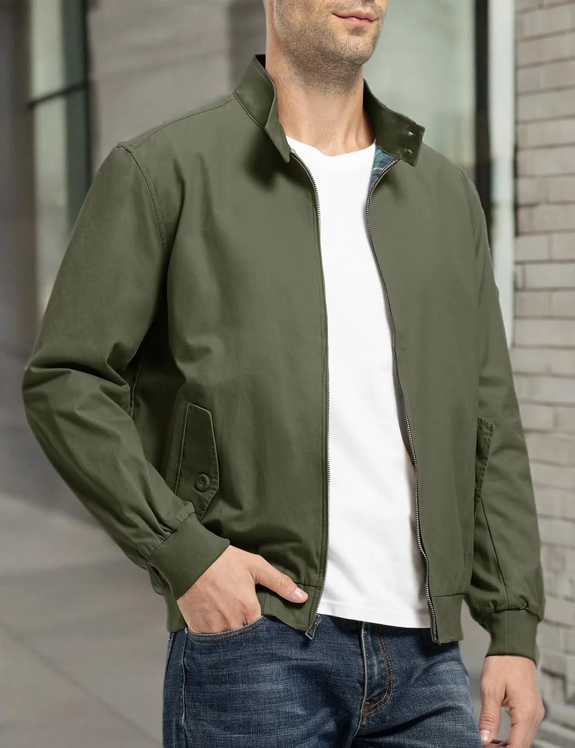 Rdruko Men's Bomber Jacket Cotton Lightweight Windbreaker Full Zip Casual Fashion Coat