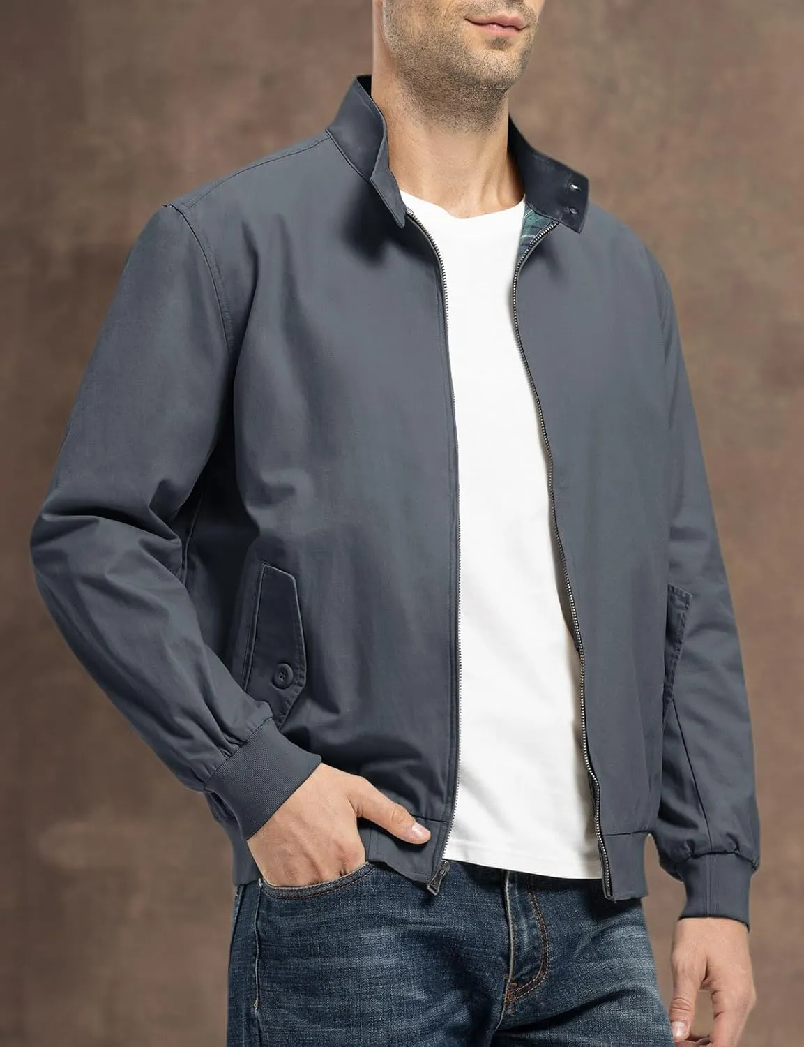Rdruko Men's Bomber Jacket Cotton Lightweight Windbreaker Full Zip Casual Fashion Coat