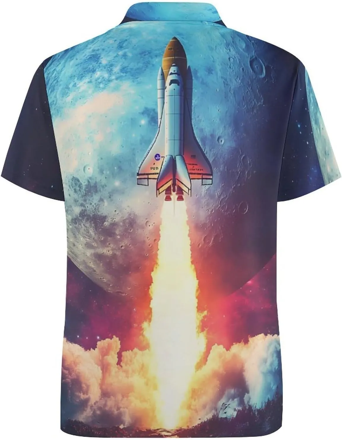 Rocket Launch Slim Fit Men's Short Sleeve Polo Shirts Quick-Dry Breathable Golf T-Shirt Tops