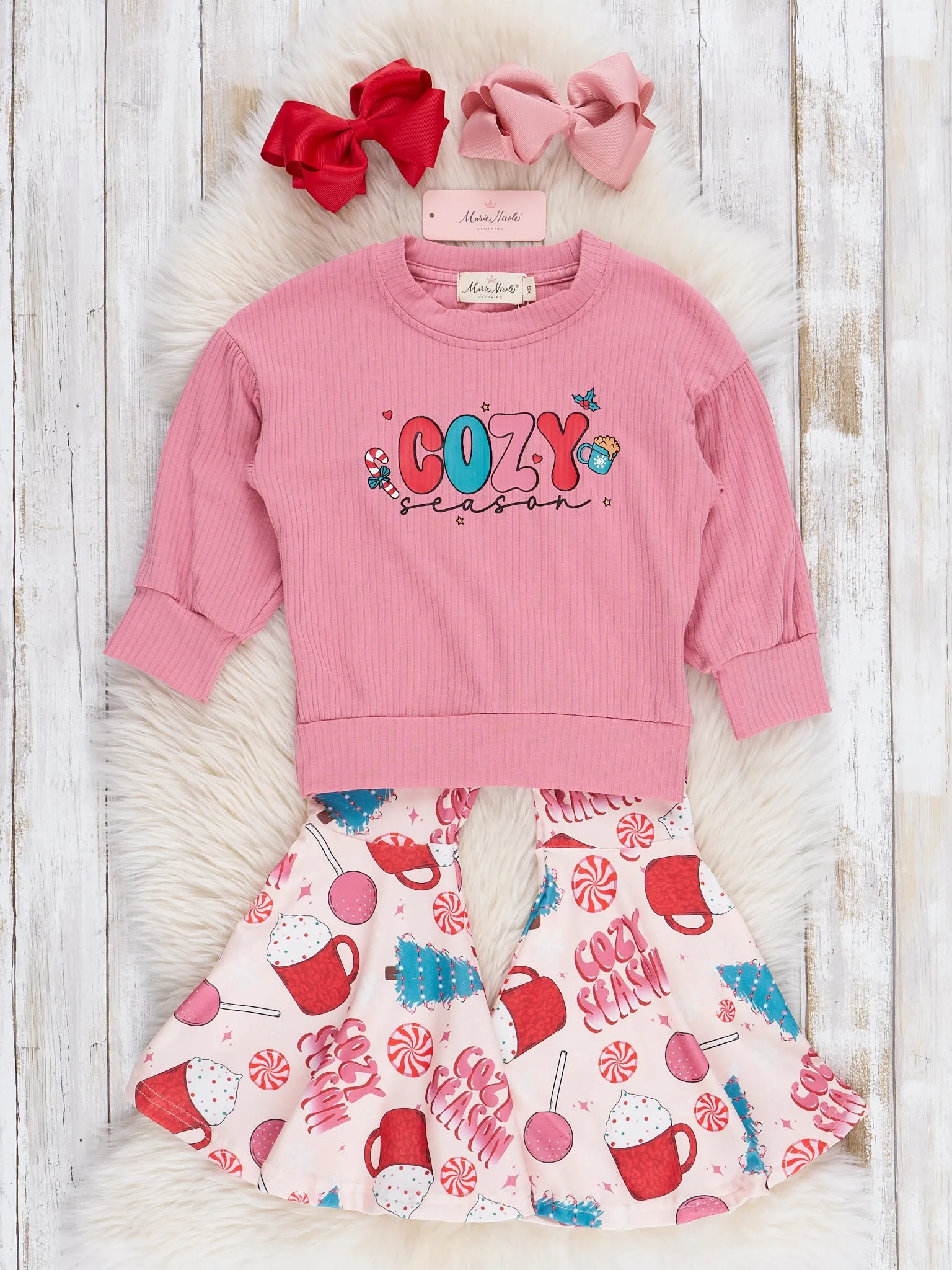 Rose "Cozy Vibes" Bell Bottoms Outfit