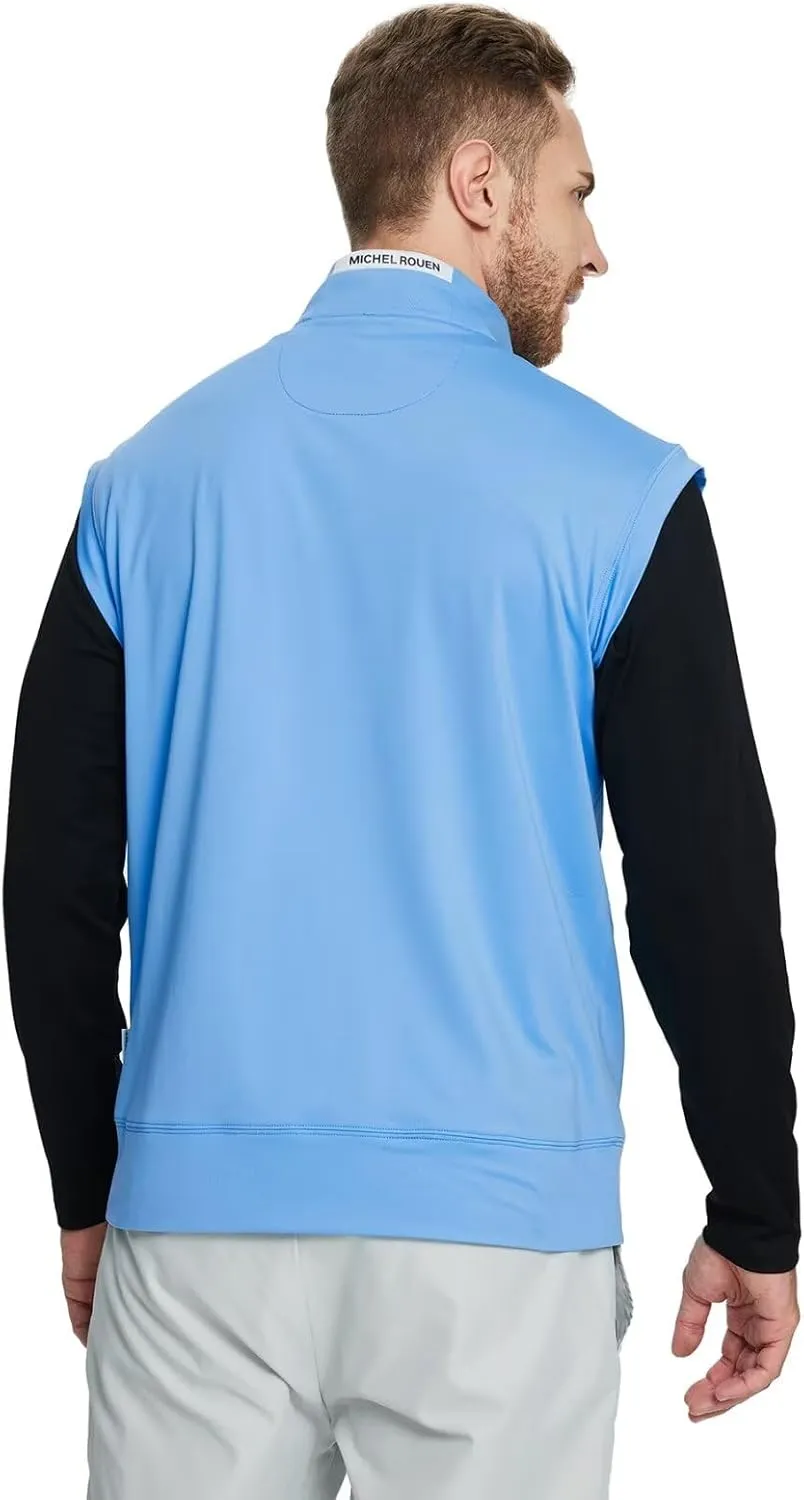 Rouen Mens Vests Outerwear Lightweight Moisture Wicking Midlayer Sleeveless Sports Golf Quarter Zip Pullover Mens Vest