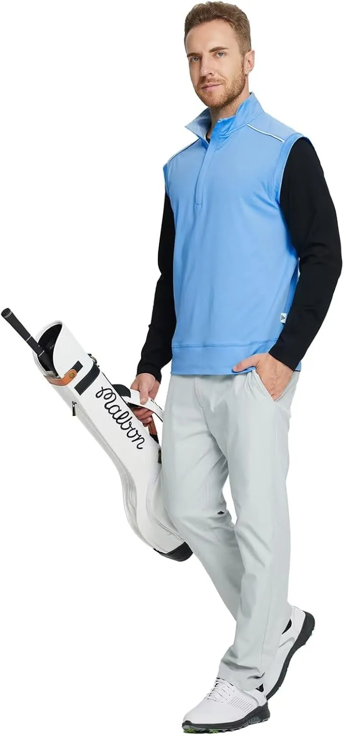 Rouen Mens Vests Outerwear Lightweight Moisture Wicking Midlayer Sleeveless Sports Golf Quarter Zip Pullover Mens Vest