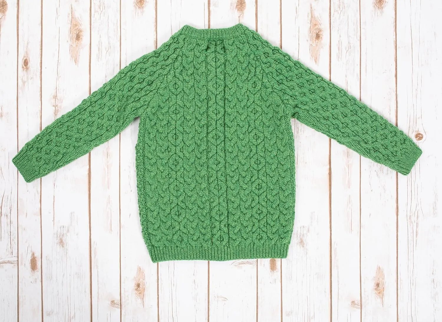 SAOL Aran Cardigan for Kids: 100% Merino Wool, Crew Neck, and Button Front - Made in Ireland