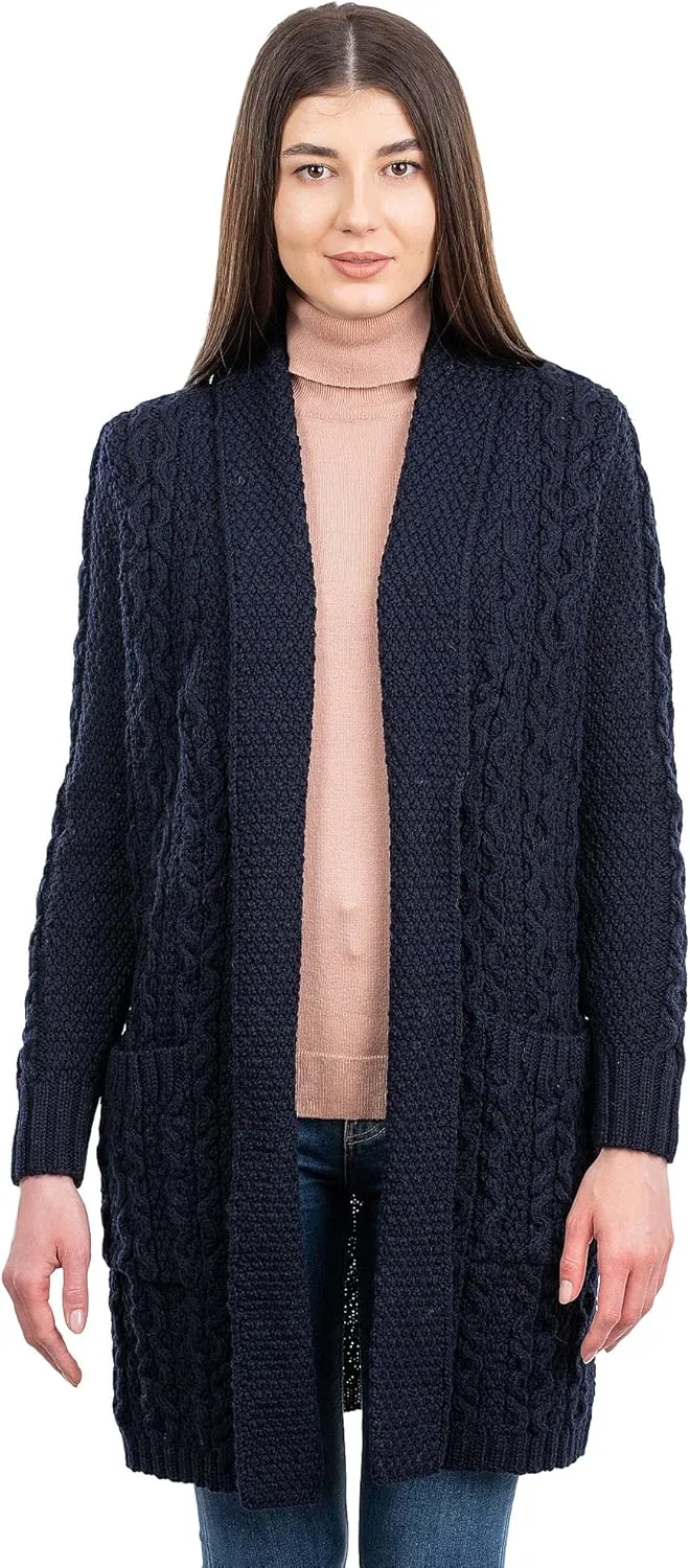 SAOL - Women's 2025 Fashion Casual Open Front Long Sleeve, Wool Knit Cardigans Sweaters Outerwear Coats