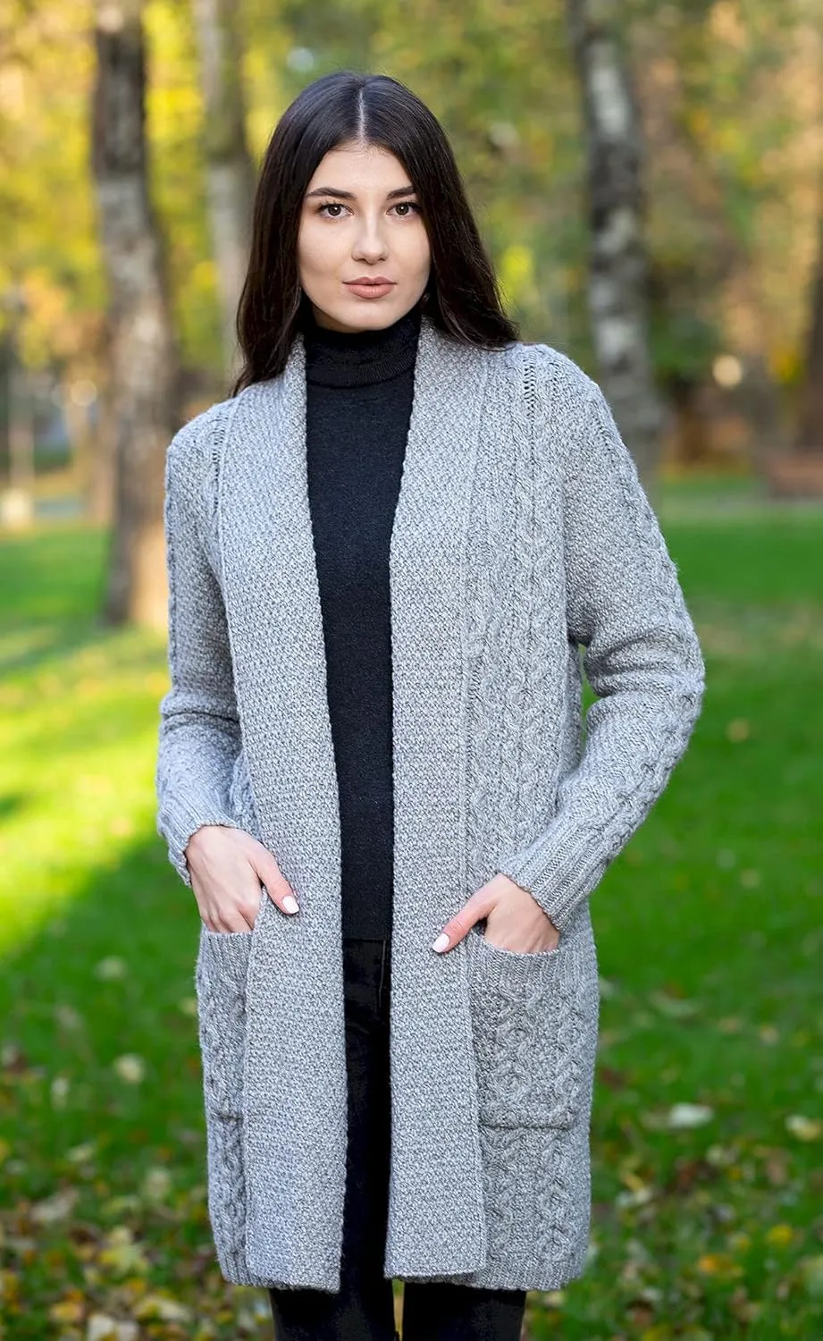 SAOL - Women's 2025 Fashion Casual Open Front Long Sleeve, Wool Knit Cardigans Sweaters Outerwear Coats