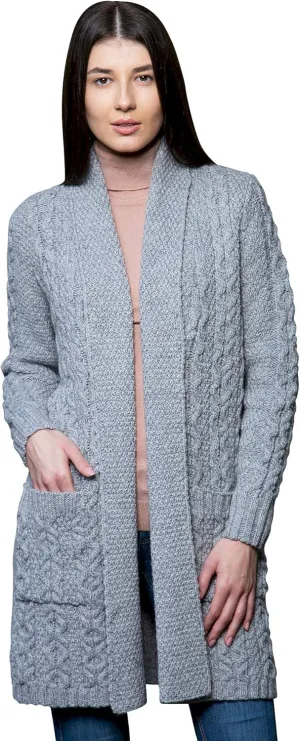 SAOL - Women's 2025 Fashion Casual Open Front Long Sleeve, Wool Knit Cardigans Sweaters Outerwear Coats