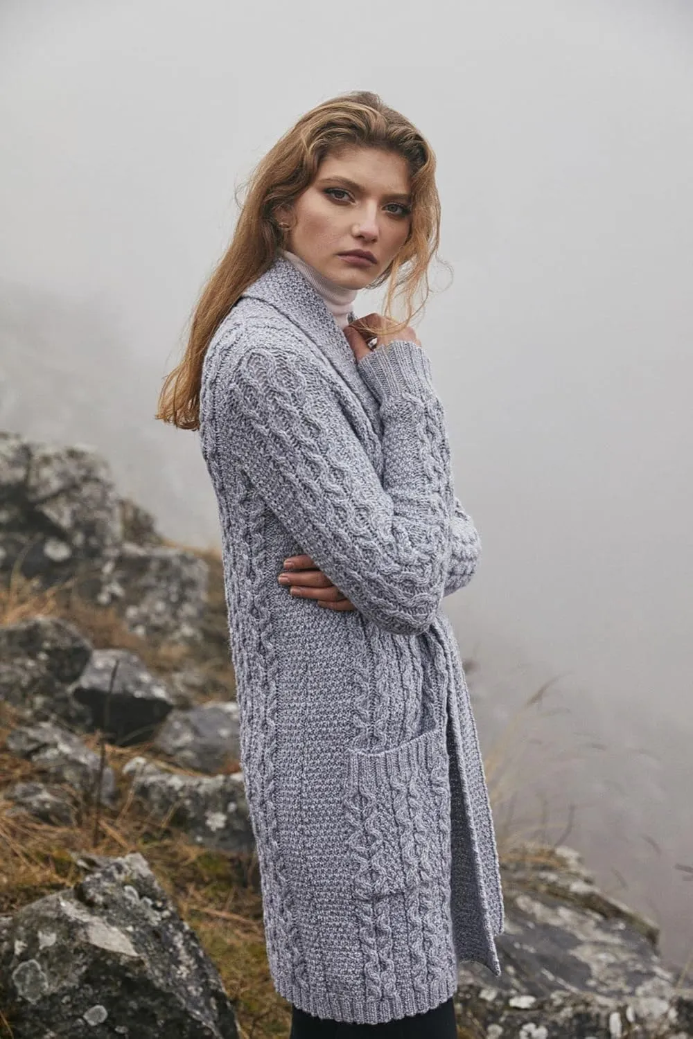 SAOL - Women's 2025 Fashion Casual Open Front Long Sleeve, Wool Knit Cardigans Sweaters Outerwear Coats