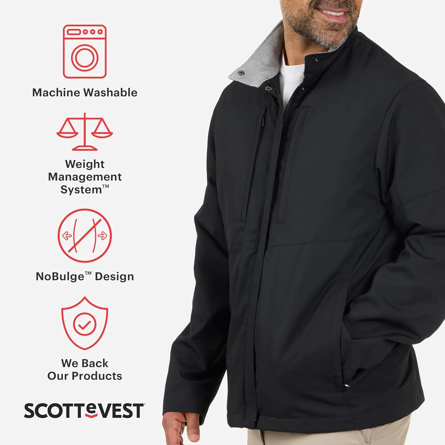 SCOTTeVEST Epic Travel Jacket for Men - 24 Hidden Pockets - Soft Shell Coat - Pickpocket Proof Clothing