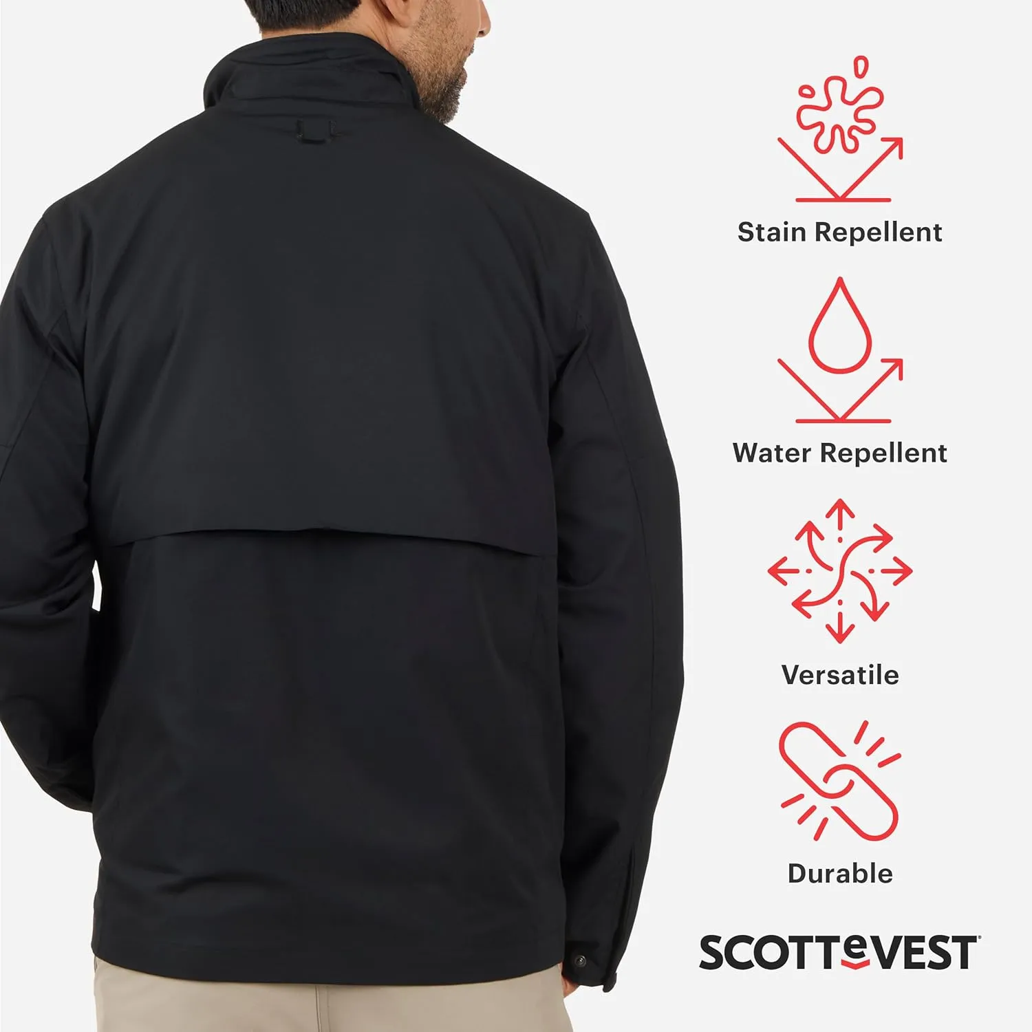 SCOTTeVEST Epic Travel Jacket for Men - 24 Hidden Pockets - Soft Shell Coat - Pickpocket Proof Clothing