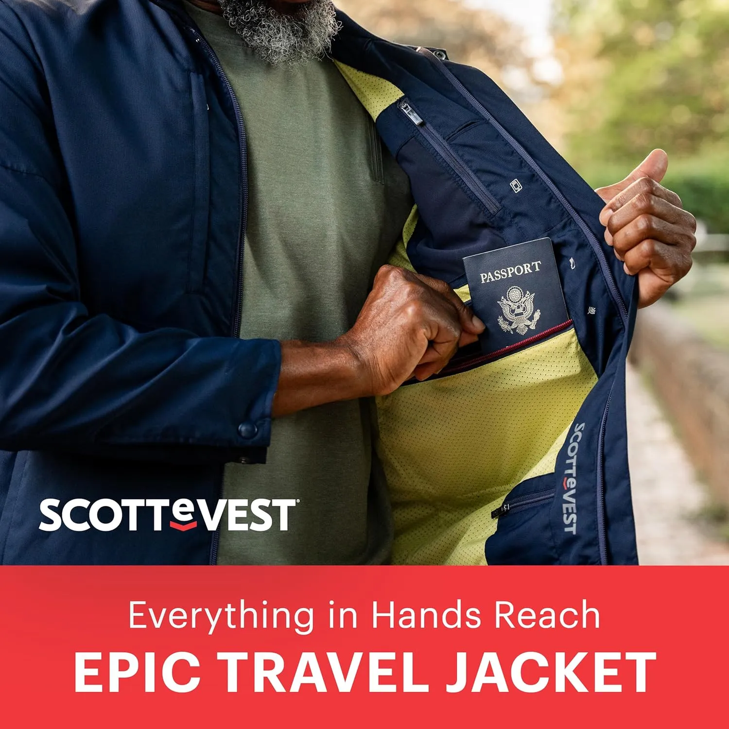SCOTTeVEST Epic Travel Jacket for Men - 24 Hidden Pockets - Soft Shell Coat - Pickpocket Proof Clothing