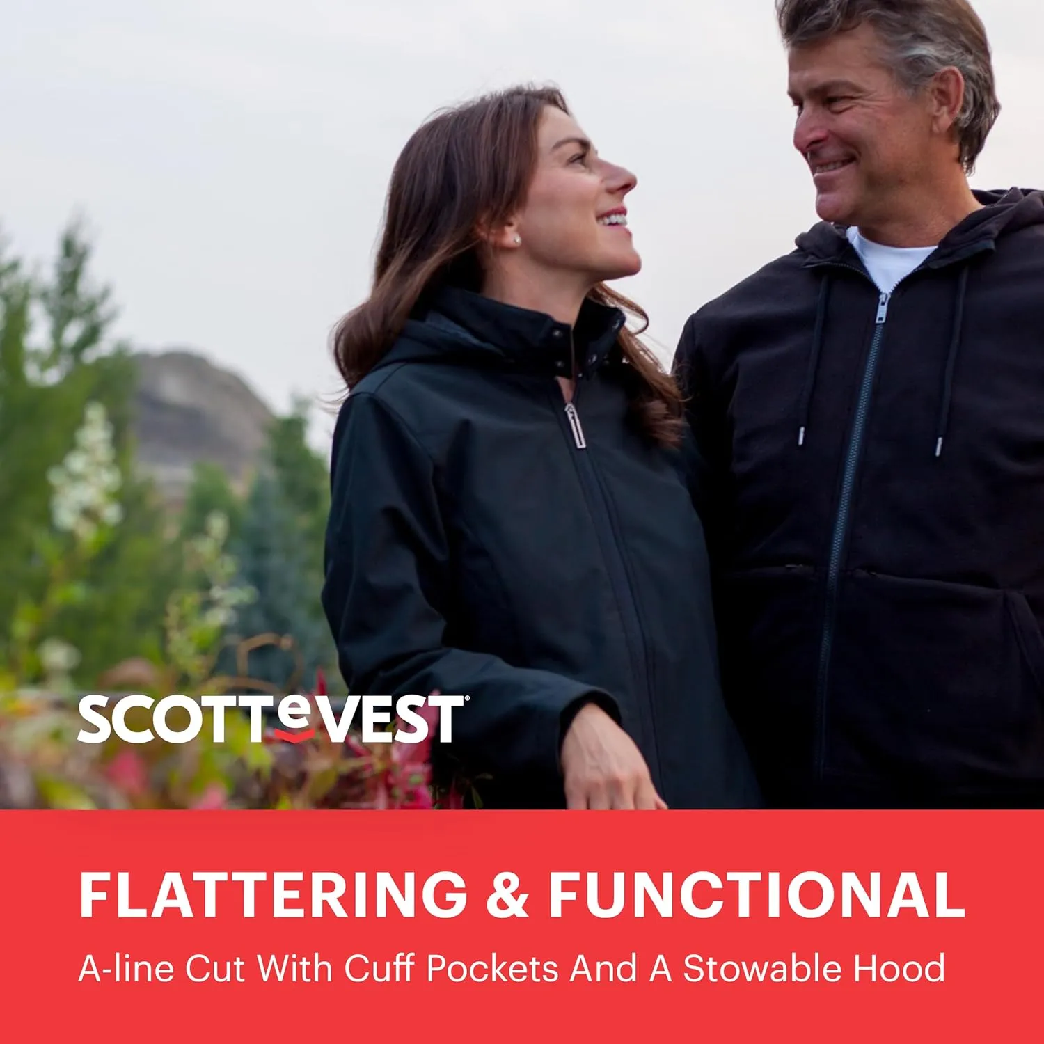 SCOTTeVEST Penny Winter Rain Coat for Women - 19 Hidden Pockets - Soft Shell Water Repellent Jacket for Travel & More