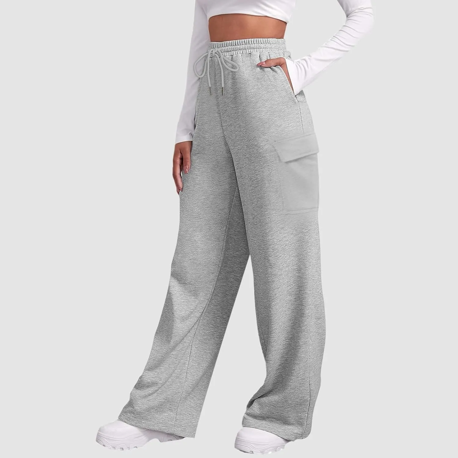 Scrub Pants for Women Workout Sweatpants High Waisted Baggy Casual Elastic Waist