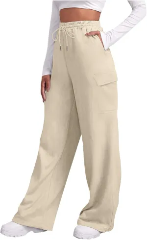 Scrub Pants for Women Workout Sweatpants High Waisted Baggy Casual Elastic Waist