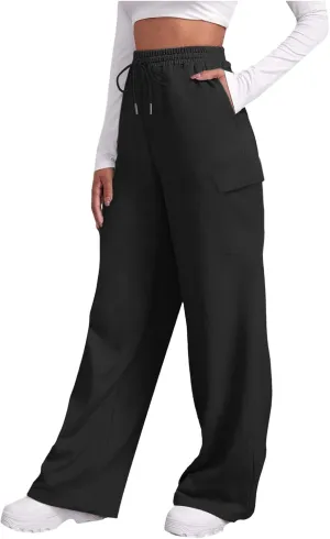 Scrub Pants for Women Workout Sweatpants High Waisted Baggy Casual Elastic Waist