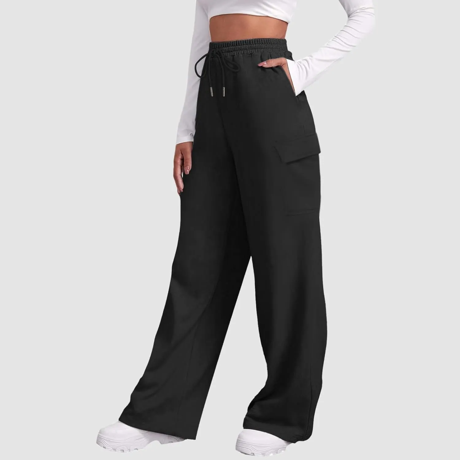 Scrub Pants for Women Workout Sweatpants High Waisted Baggy Casual Elastic Waist