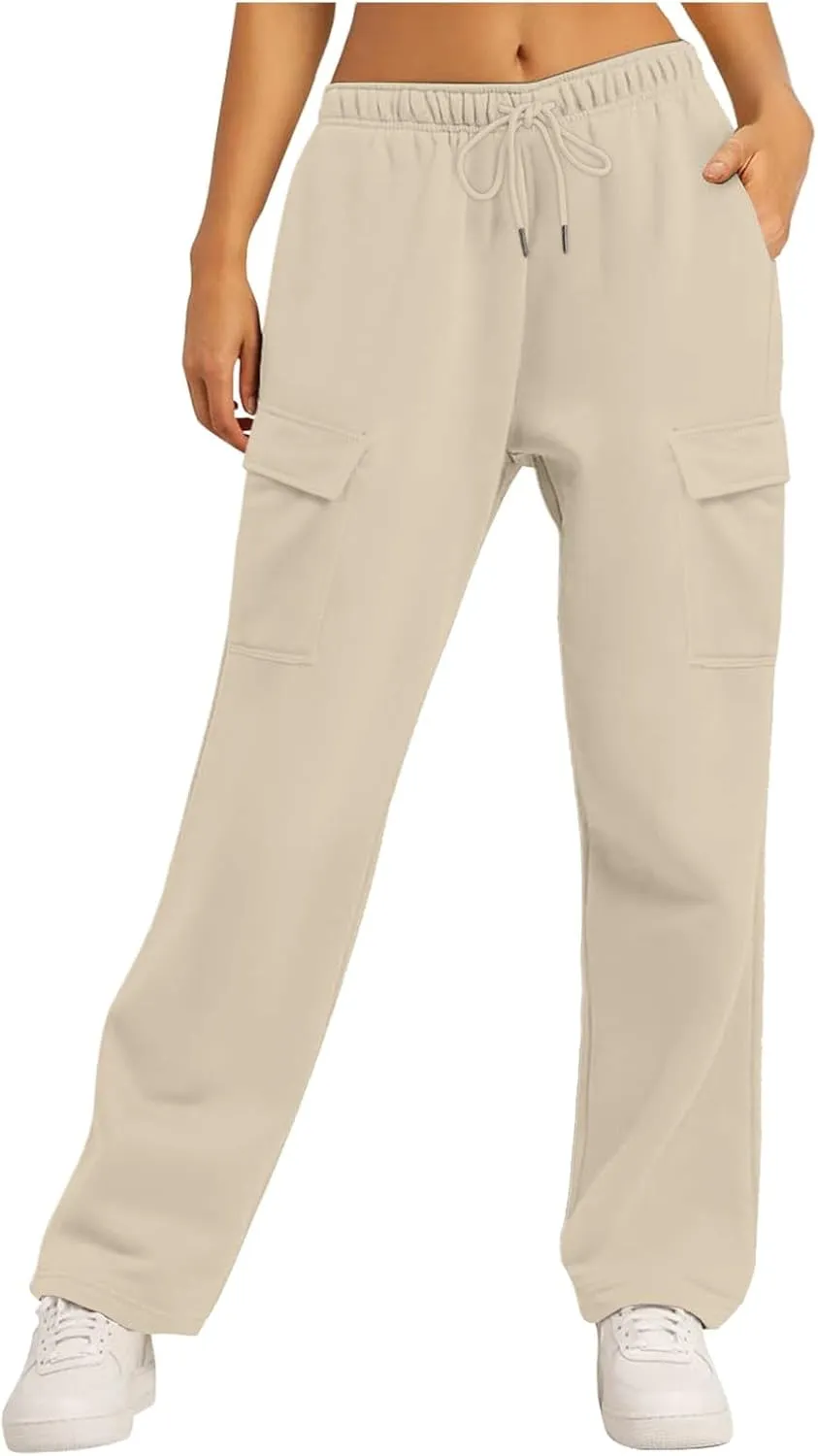 Scrub Pants for Women Workout Sweatpants High Waisted Baggy Casual Elastic Waist