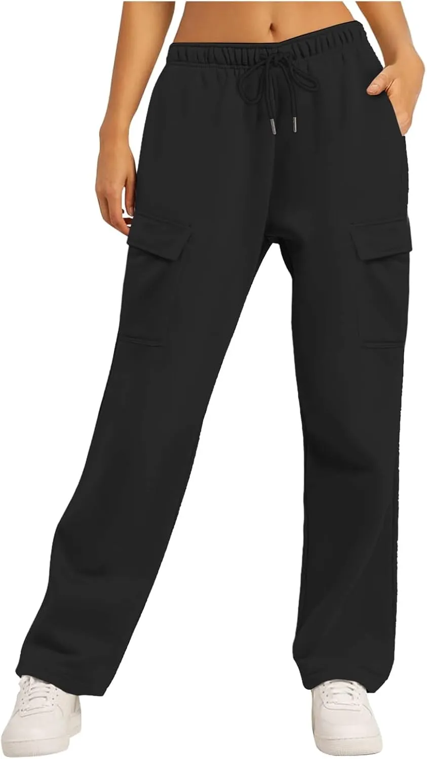 Scrub Pants for Women Workout Sweatpants High Waisted Baggy Casual Elastic Waist
