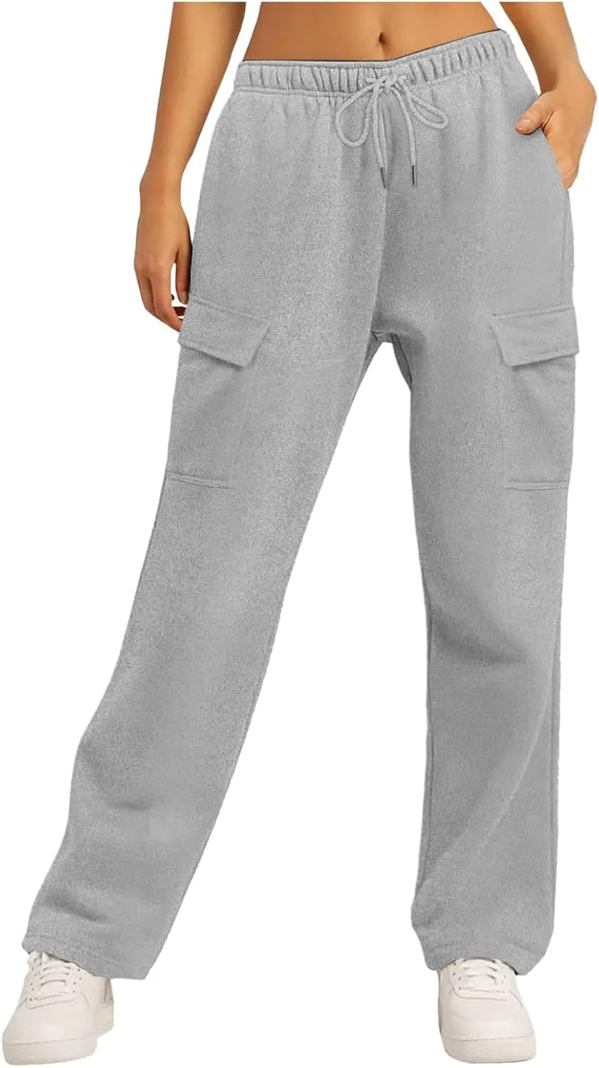 Scrub Pants for Women Workout Sweatpants High Waisted Baggy Casual Elastic Waist