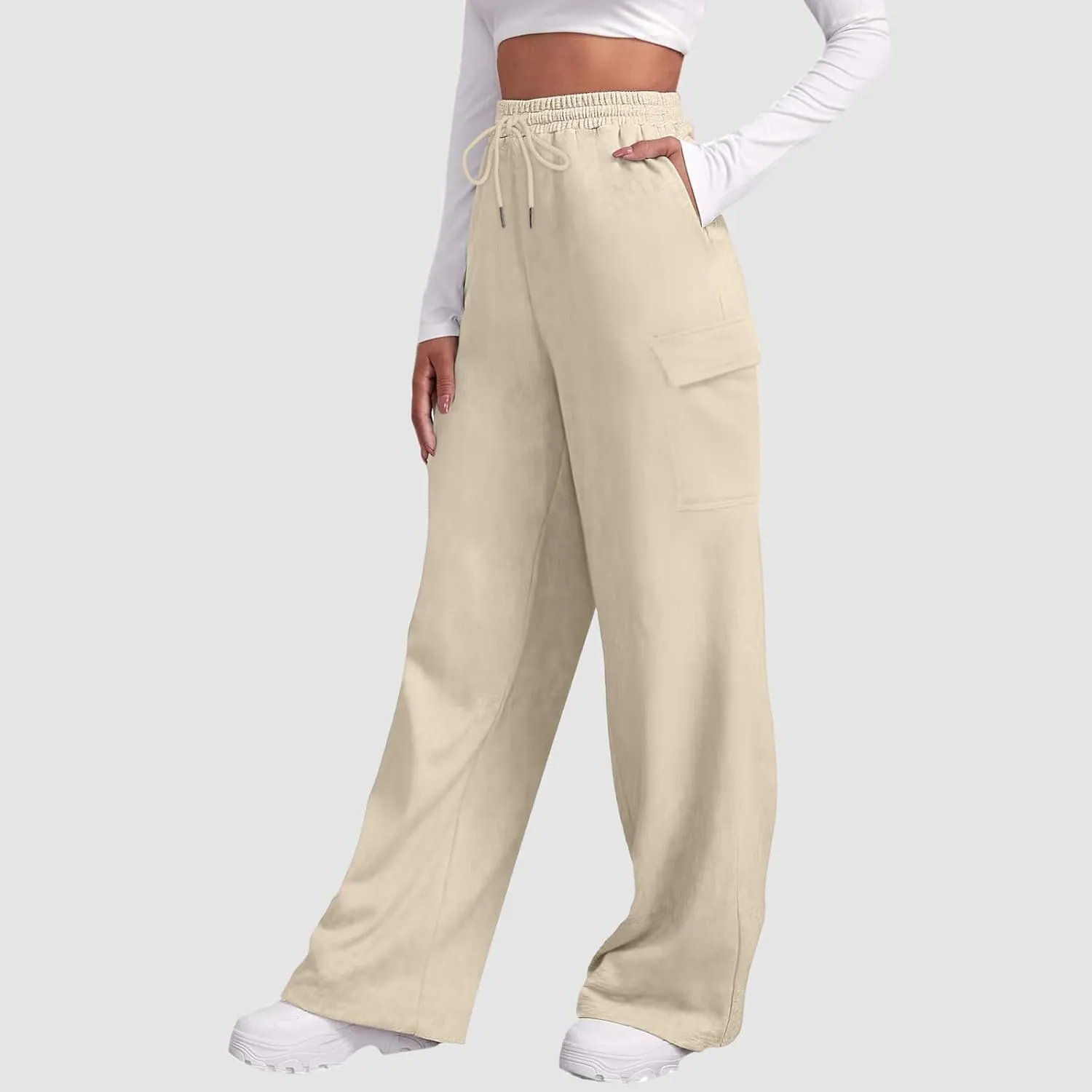 Scrub Pants for Women Workout Sweatpants High Waisted Baggy Casual Elastic Waist