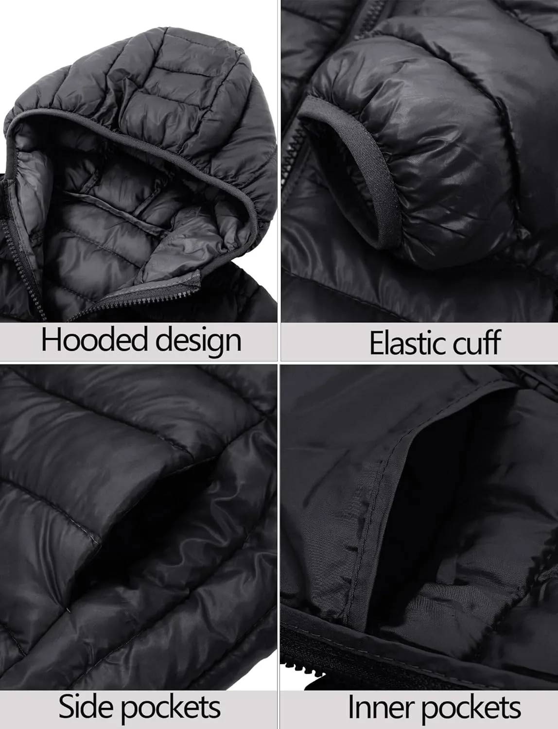SEAUR - Kid Padded Jackets with Hood Boy Girl Puffer Coat Lightweight Toddler Winter Lining Coat Long Sleeve Zipped Outerwear