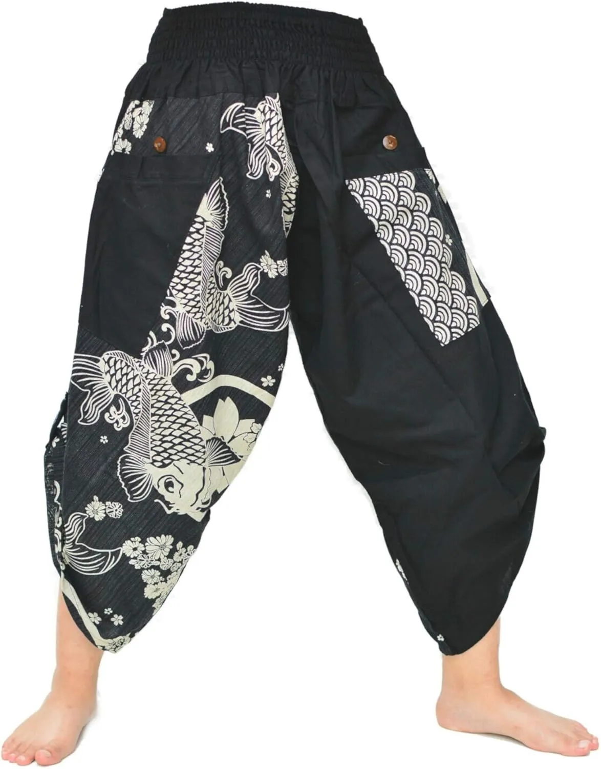 Siamrose Samurai Yoga Harem Pants Men Women Lounge Trousers, One Size, Elastic Waist