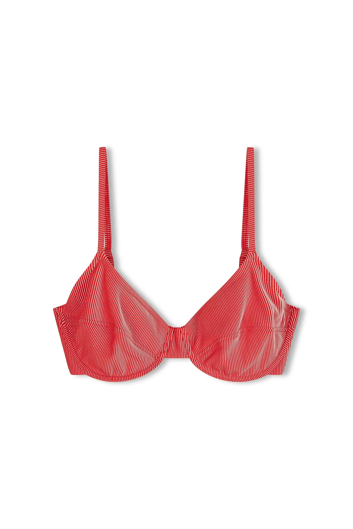 Signature Stripe Balconette Bra Cup Top - Chilli Red