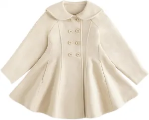 Simplee kids Girls Dress Coat Lapel Button Winter Jackets Coats Long Sleeve Outerwear with Pockets 4-14Years