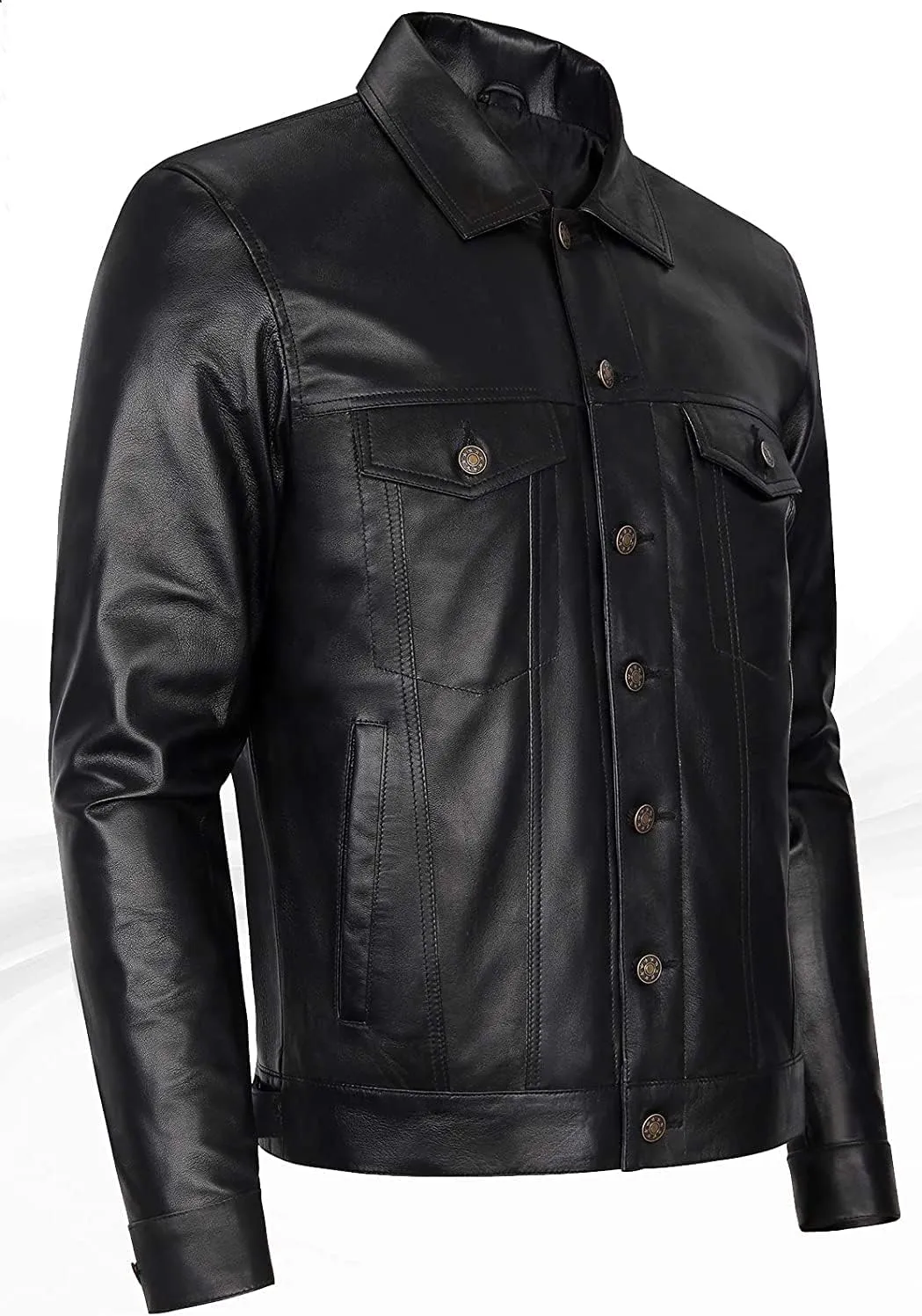 Skylinewears Mens Genuine Leather Biker Jacket Black Real Soft Sheep Napa Leather Trucker Iconic Leather Jackets