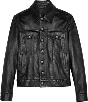 Skylinewears Mens Genuine Leather Biker Jacket Black Real Soft Sheep Napa Leather Trucker Iconic Leather Jackets
