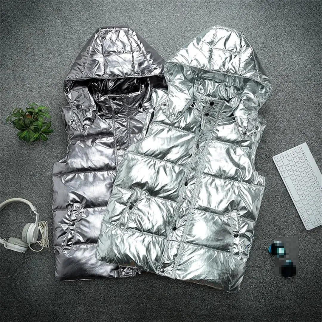 Slim Fit Hooded Padded Reporter Sleeveless Jacket Coat Vest Men Waistcoat Winter Warm Cotton Vests For