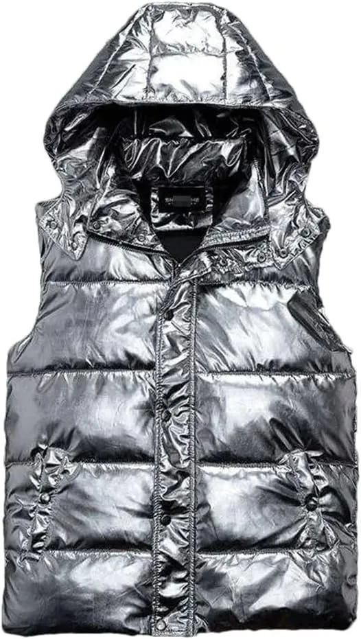 Slim Fit Hooded Padded Reporter Sleeveless Jacket Coat Vest Men Waistcoat Winter Warm Cotton Vests For